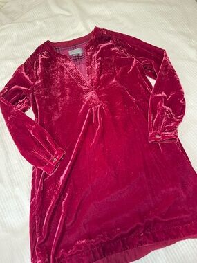 Anthropologie Melody Burgundy Velvet Tunic Mini Dress S Christmas